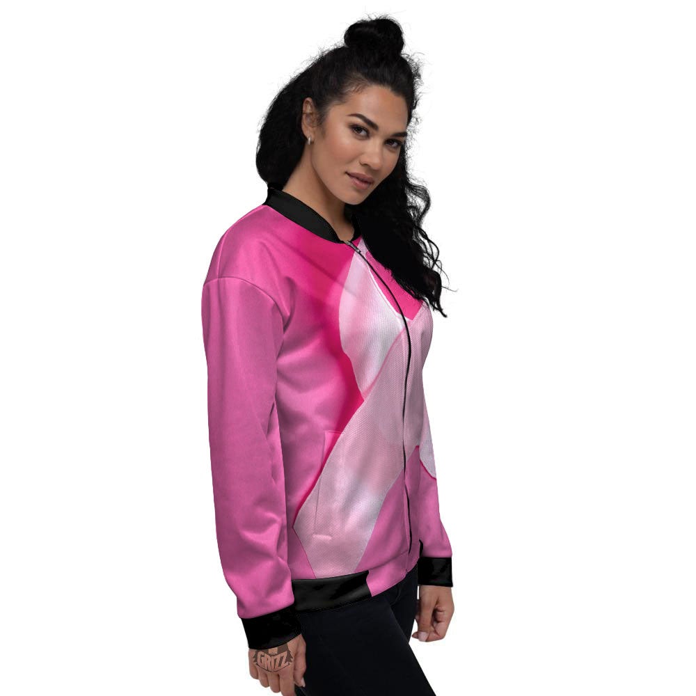 Cancer Breast Little Ribbon Print Women's Bomber Jacket-grizzshop