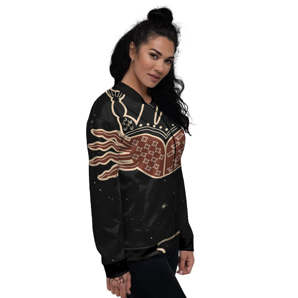 Cancer Constellation Print Women's Bomber Jacket-grizzshop