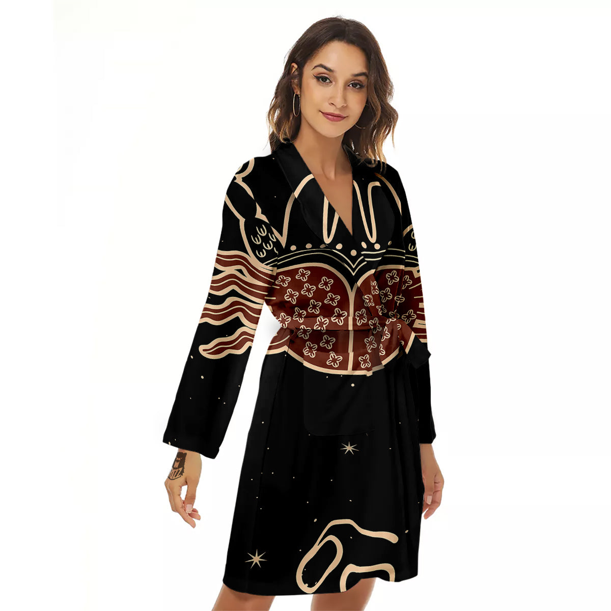 Cancer Constellation Print Women's Robe-grizzshop