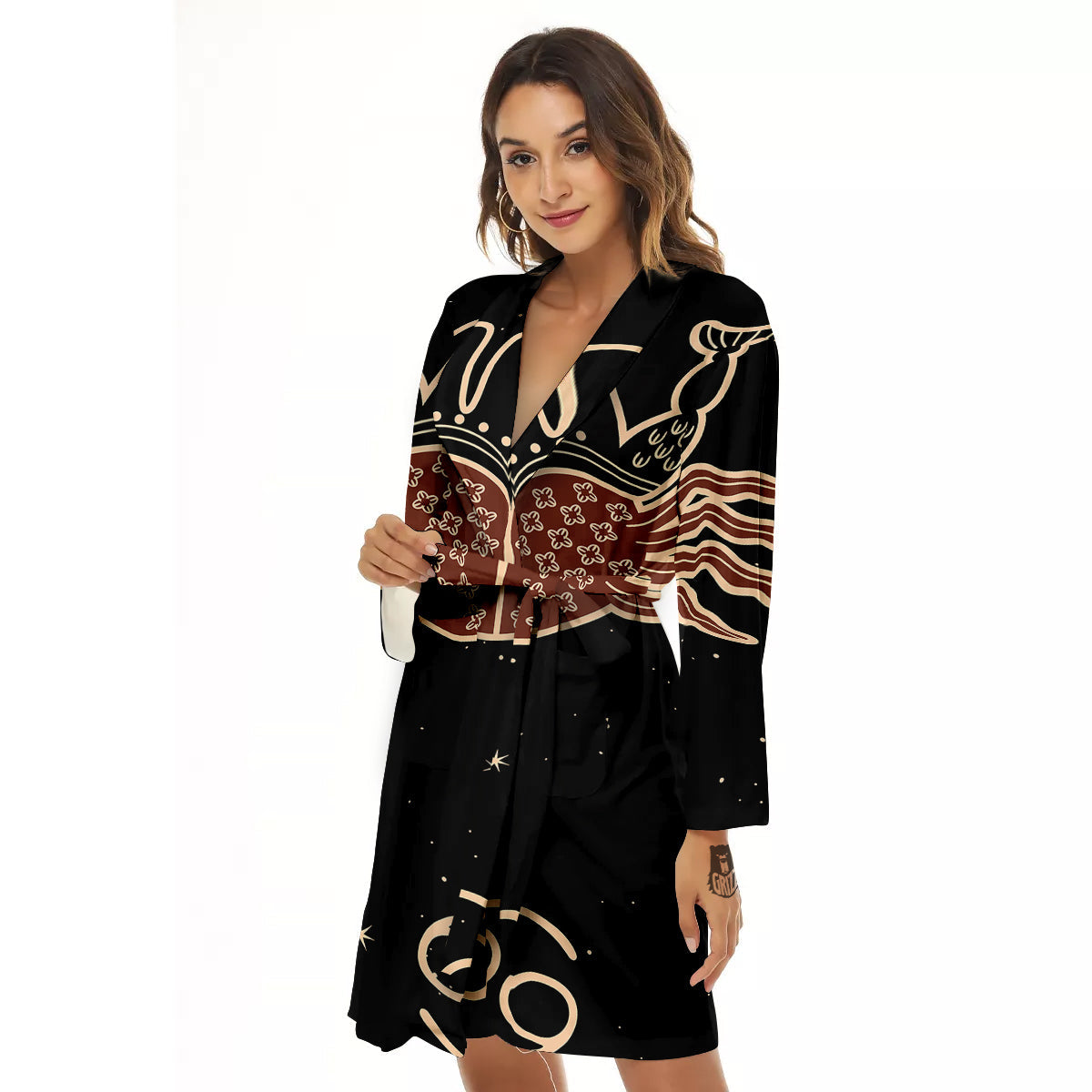 Cancer Constellation Print Women's Robe-grizzshop