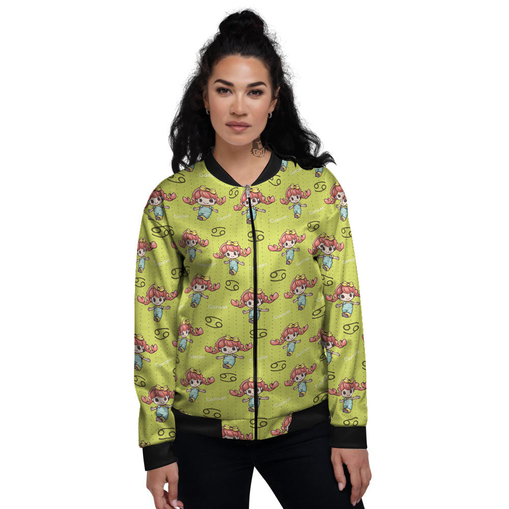 Cancer Cute Cartoon Print Pattern Women's Bomber Jacket-grizzshop