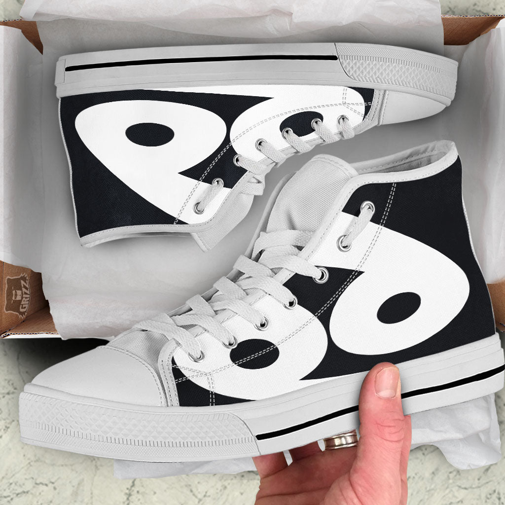 Cancer Sign White And Black Print White High Top Shoes-grizzshop