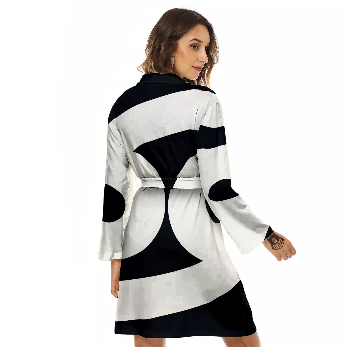 Cancer Sign White And Black Print Women's Robe-grizzshop