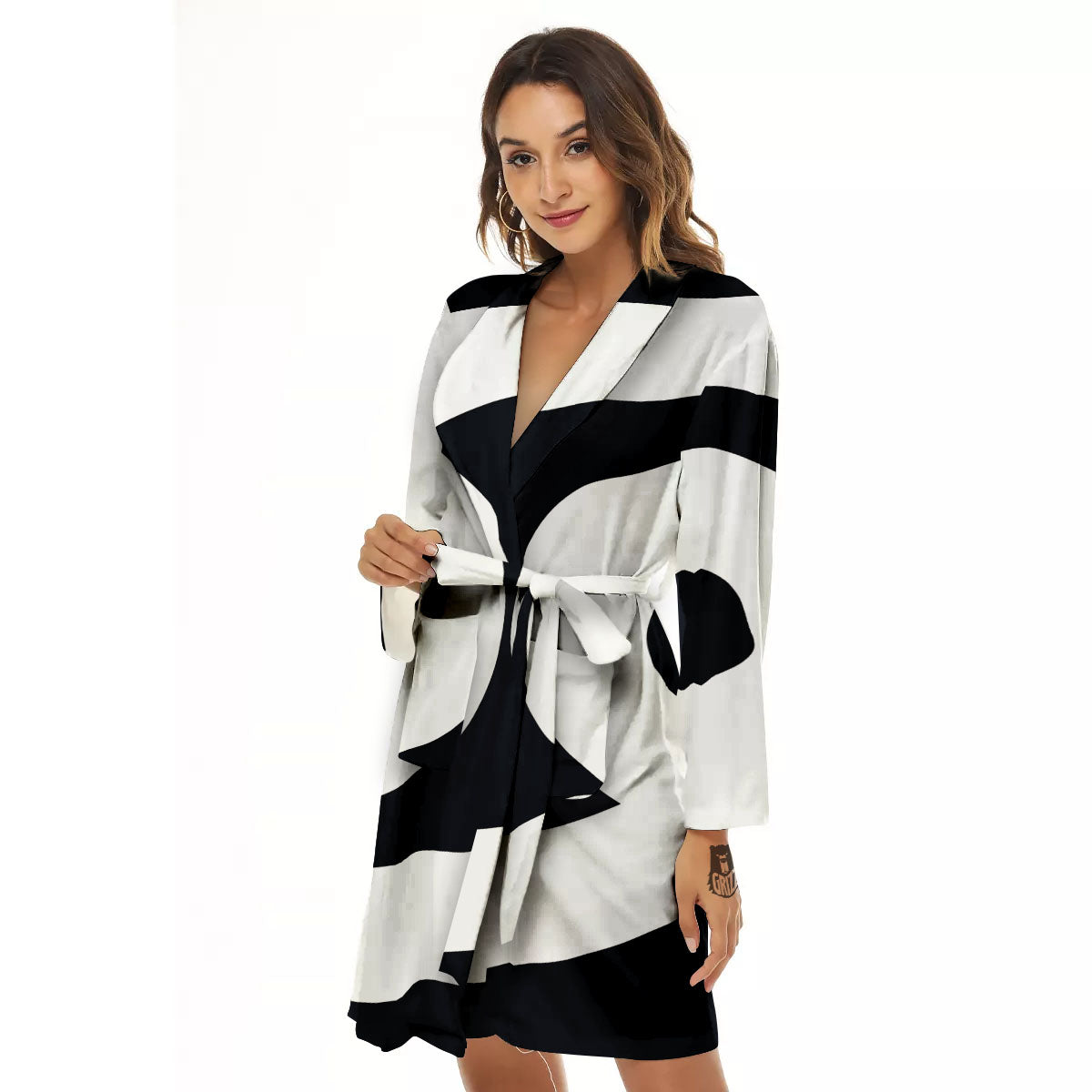 Cancer Sign White And Black Print Women's Robe-grizzshop