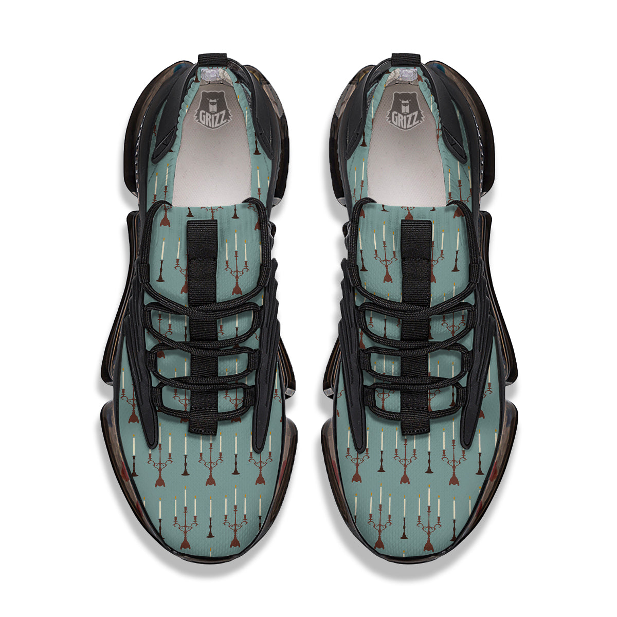 Candle Vintage Print Pattern Black Gym Shoes-grizzshop