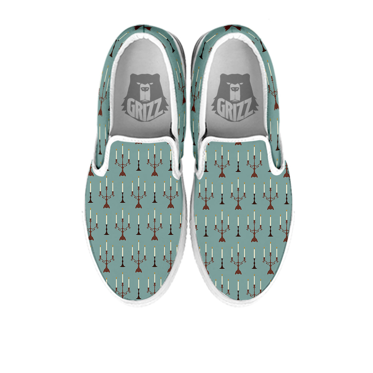 Candle Vintage Print Pattern White Slip On Shoes-grizzshop