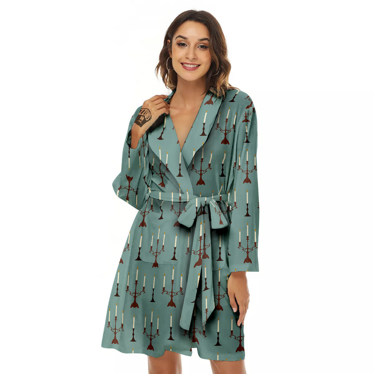 Candle Vintage Print Pattern Women's Robe-grizzshop
