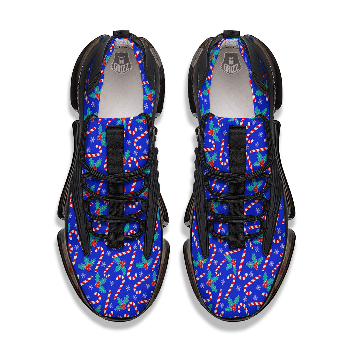 Candy And Christmas Berry Print Pattern Black Gym Shoes-grizzshop