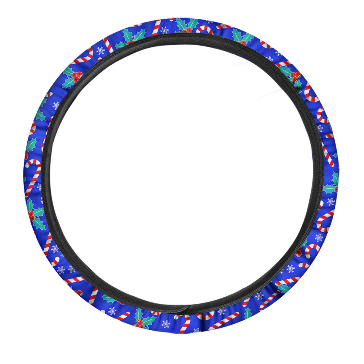 Candy And Christmas Berry Print Pattern Car Steering Wheel Cover-grizzshop