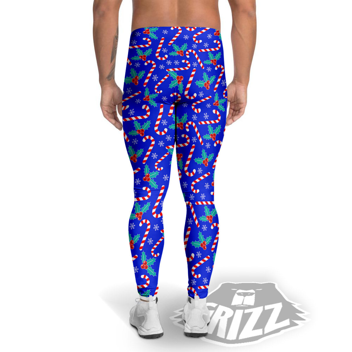 Candy And Christmas Berry Print Pattern Men's Leggings-grizzshop