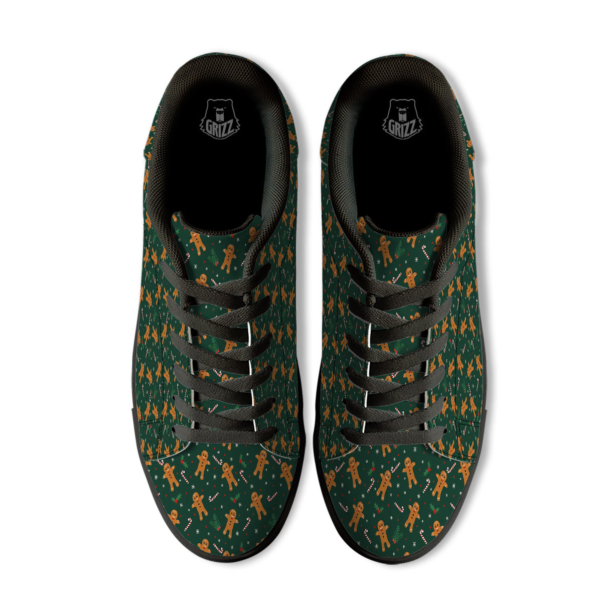 Candy And Christmas Cookie Print Pattern Black Low Top Sneakers-grizzshop