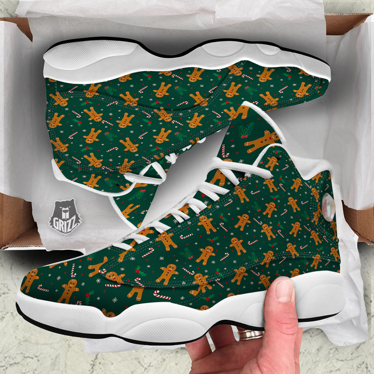 Candy And Christmas Cookie Print Pattern White Basketball Shoes-grizzshop