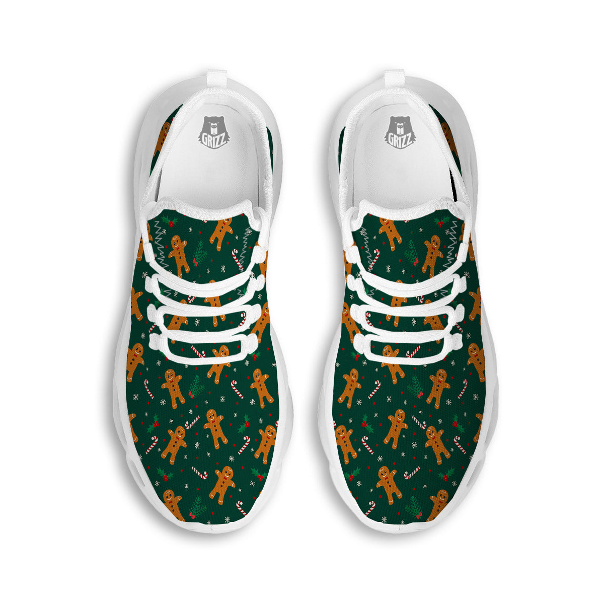 Candy And Christmas Cookie Print Pattern White Running Shoes-grizzshop