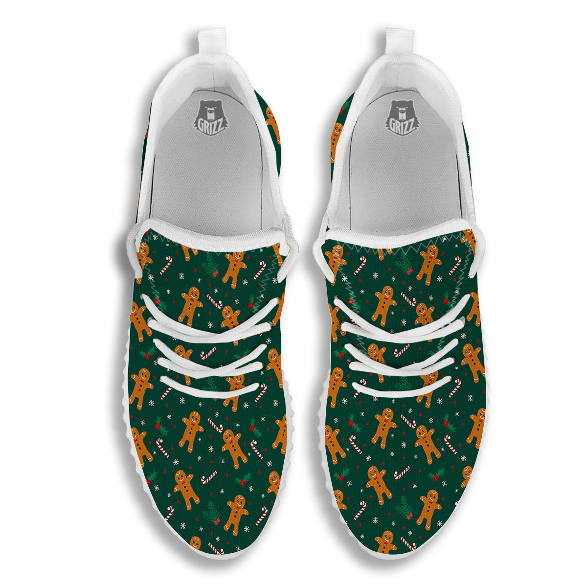 Candy And Christmas Cookie Print Pattern White Walking Shoes-grizzshop