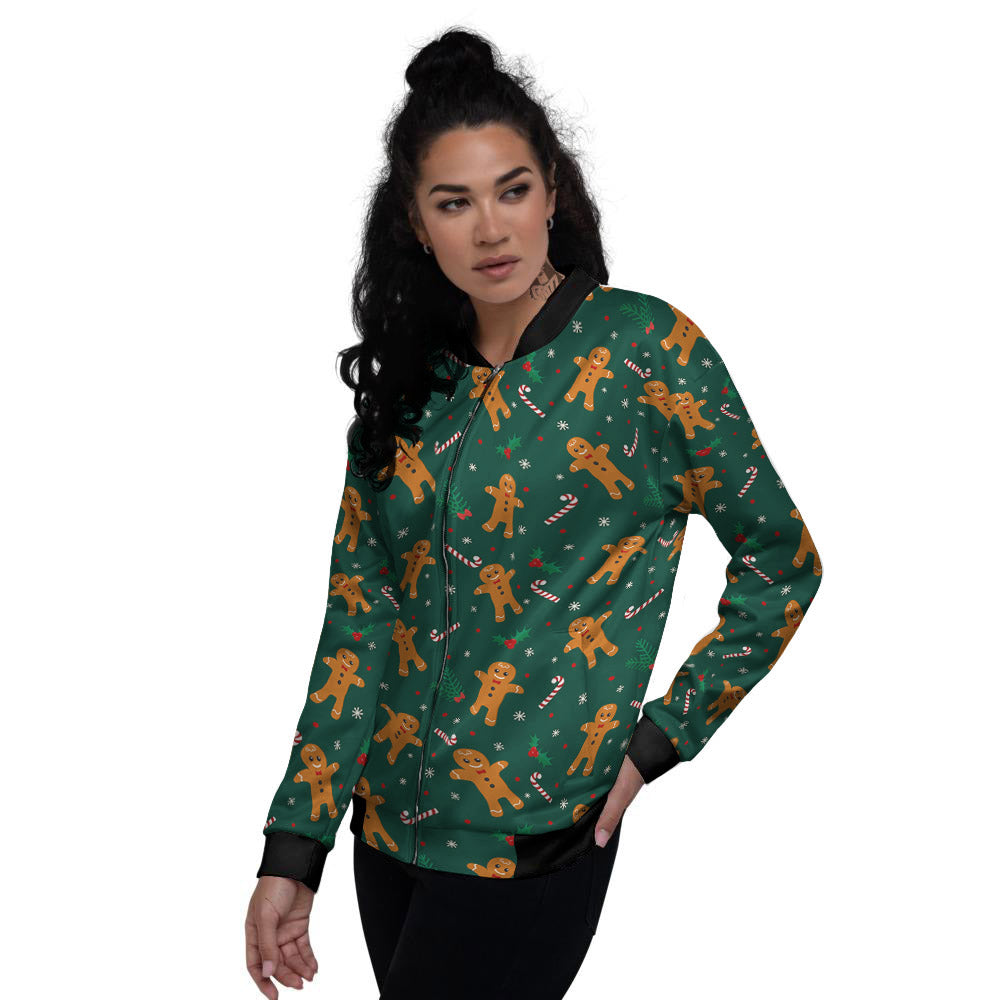 Candy And Christmas Cookie Print Pattern Women's Bomber Jacket-grizzshop
