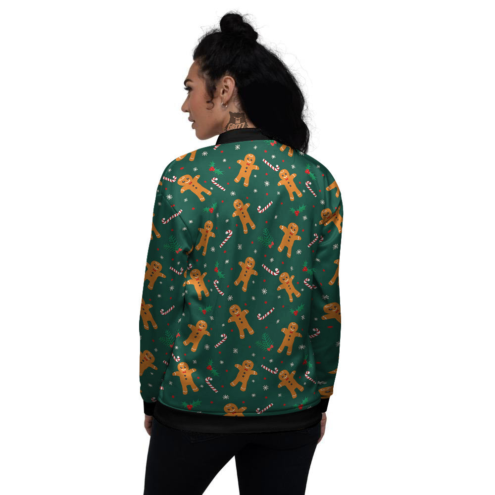Candy And Christmas Cookie Print Pattern Women's Bomber Jacket-grizzshop