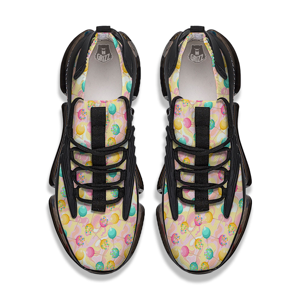 Candy And Colorful Lollipop Print Black Gym Shoes-grizzshop
