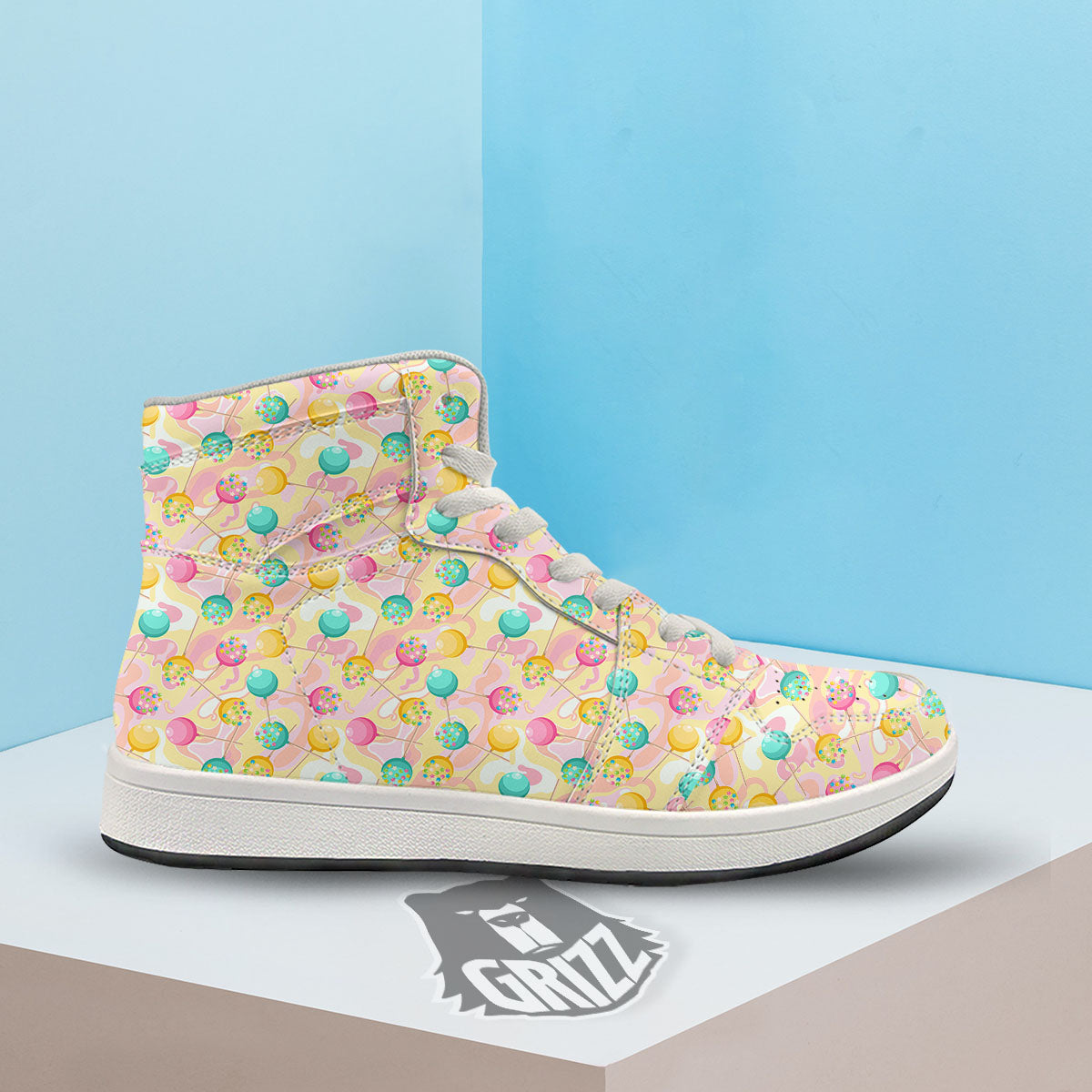Candy And Colorful Lollipop Print High Top Sneakers-grizzshop