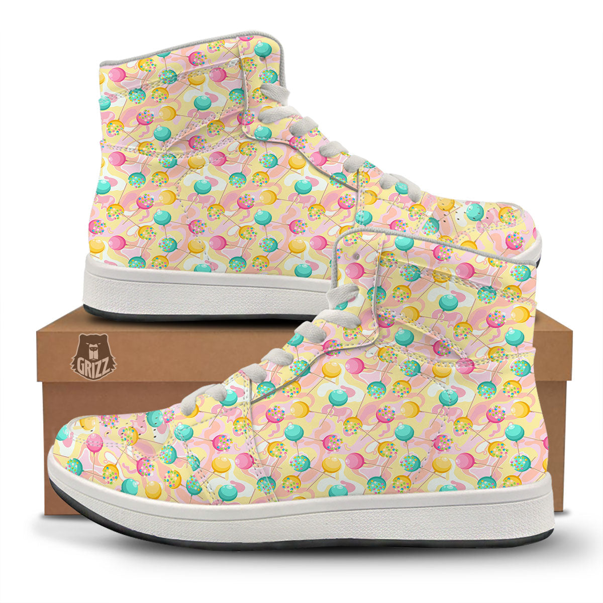 Candy And Colorful Lollipop Print High Top Sneakers-grizzshop
