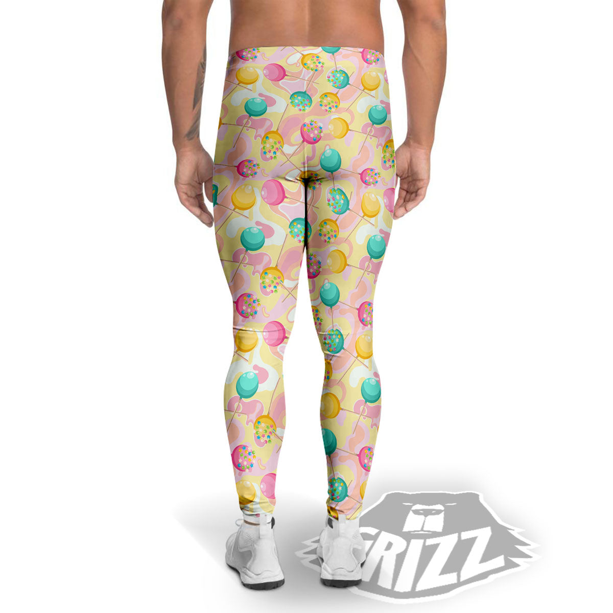 Candy And Colorful Lollipop Print Men's Leggings-grizzshop