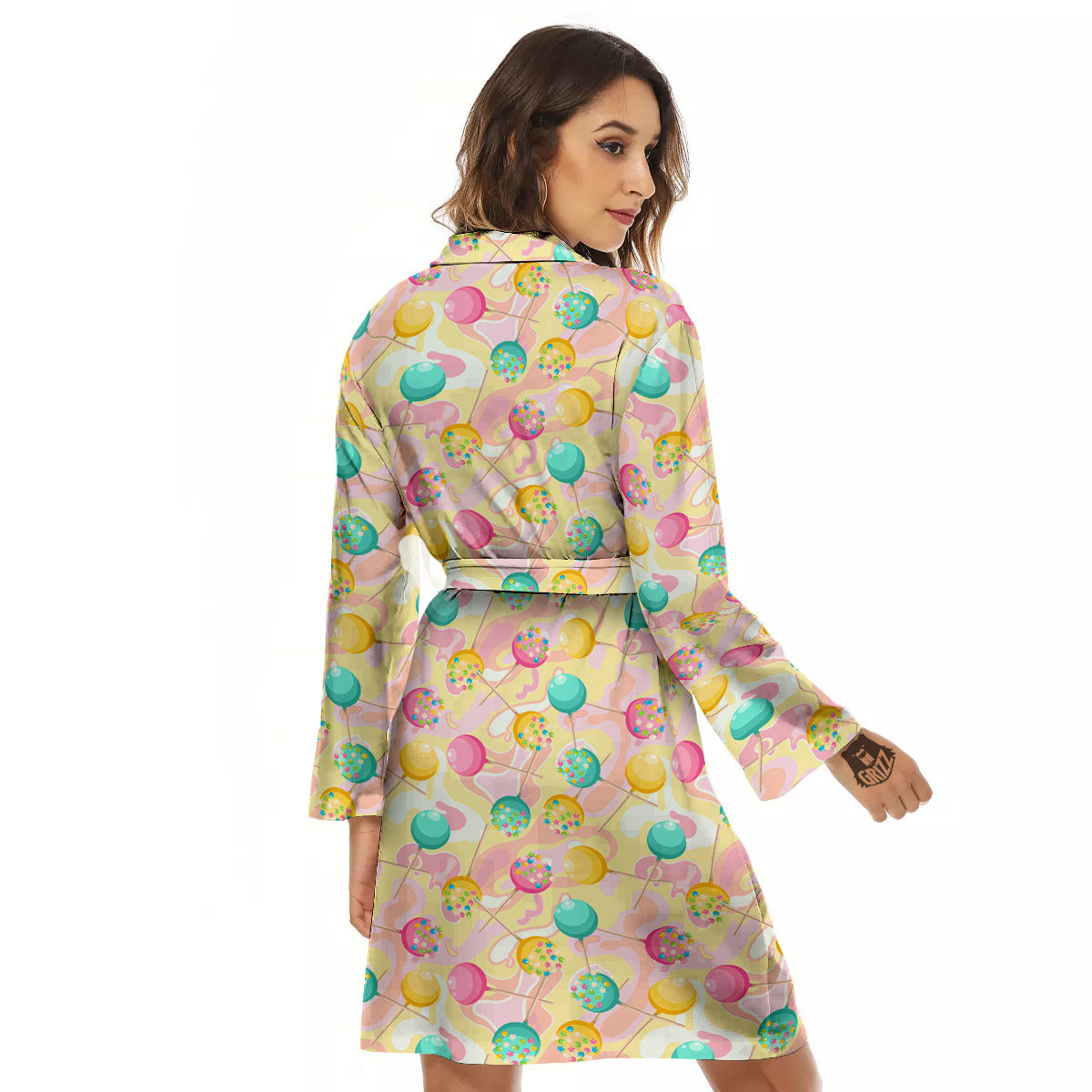 Candy And Colorful Lollipop Print Women's Robe-grizzshop