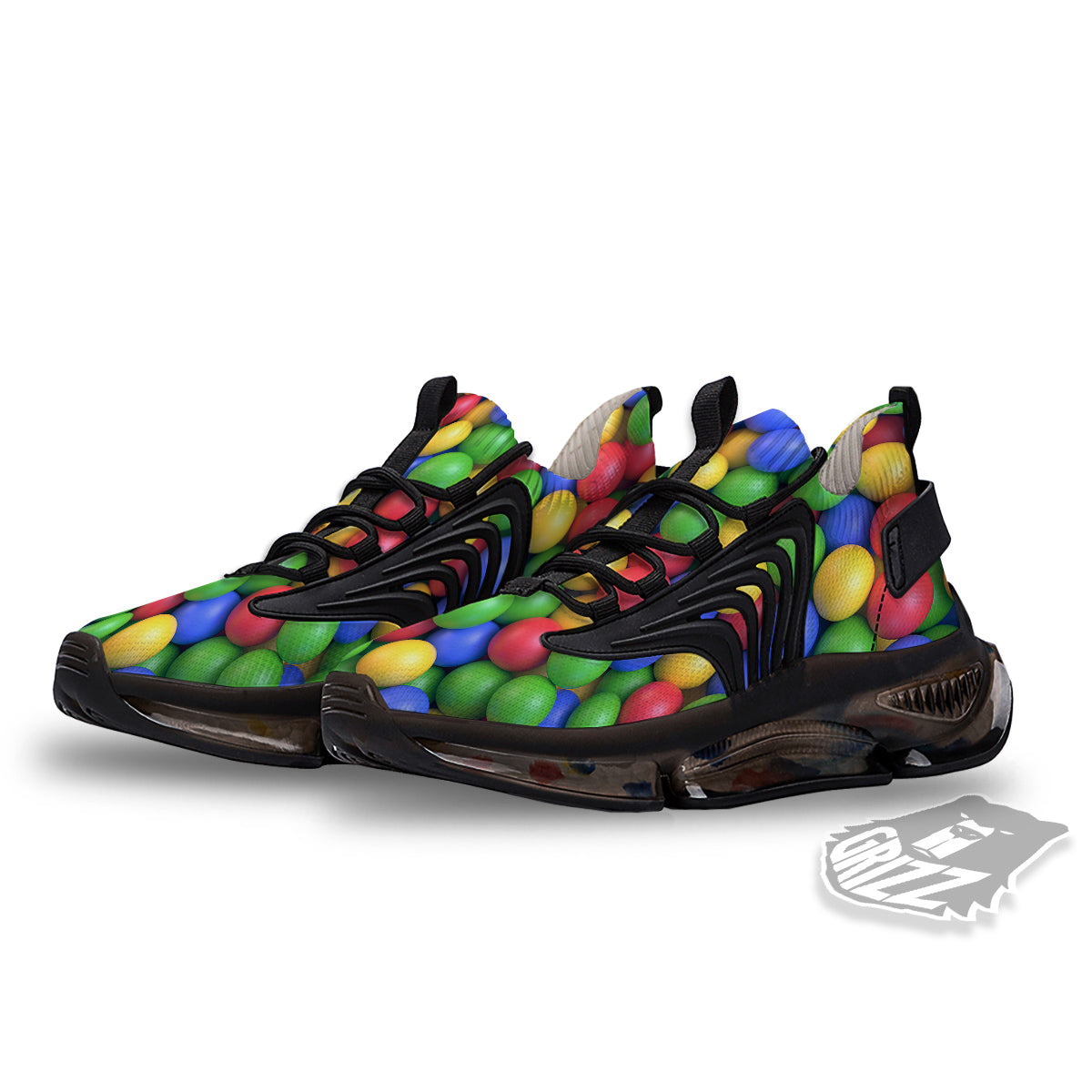 Candy Ball Colorful Print Black Gym Shoes-grizzshop