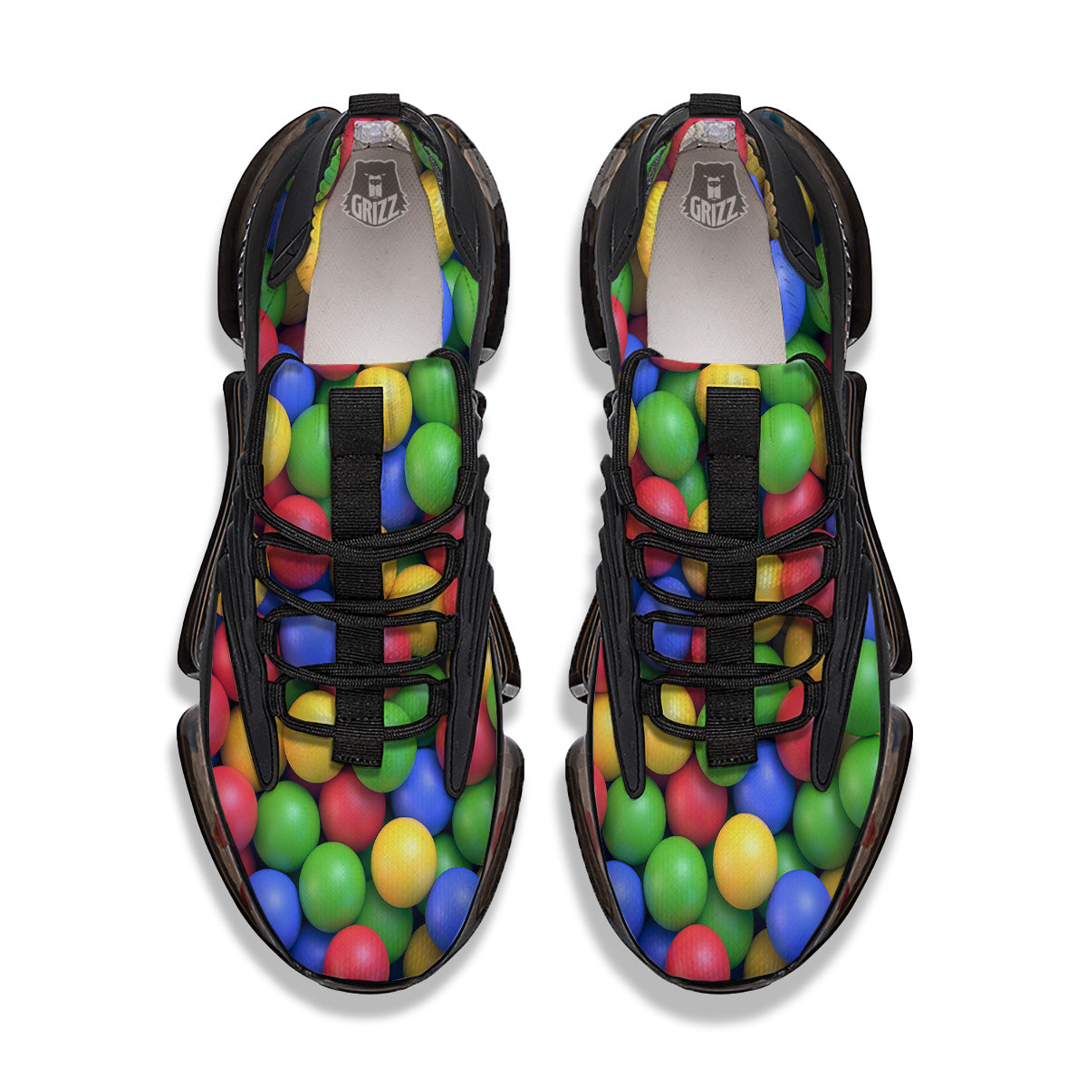 Candy Ball Colorful Print Black Gym Shoes-grizzshop