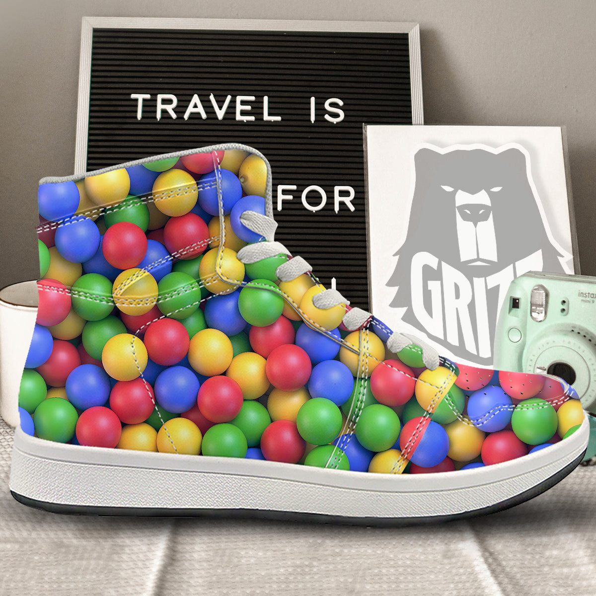 Candy Ball Colorful Print High Top Sneakers-grizzshop