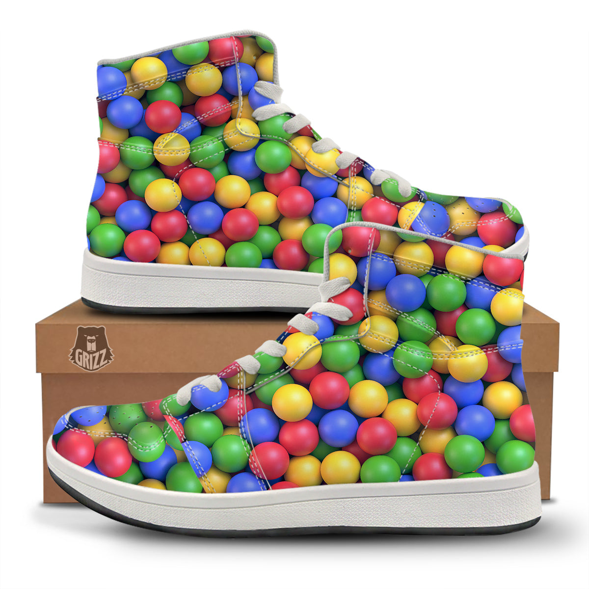 Candy Ball Colorful Print High Top Sneakers-grizzshop