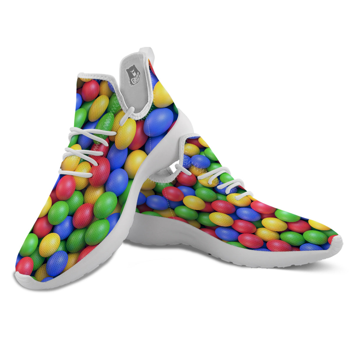 Candy Ball Colorful Print White Athletic Shoes-grizzshop