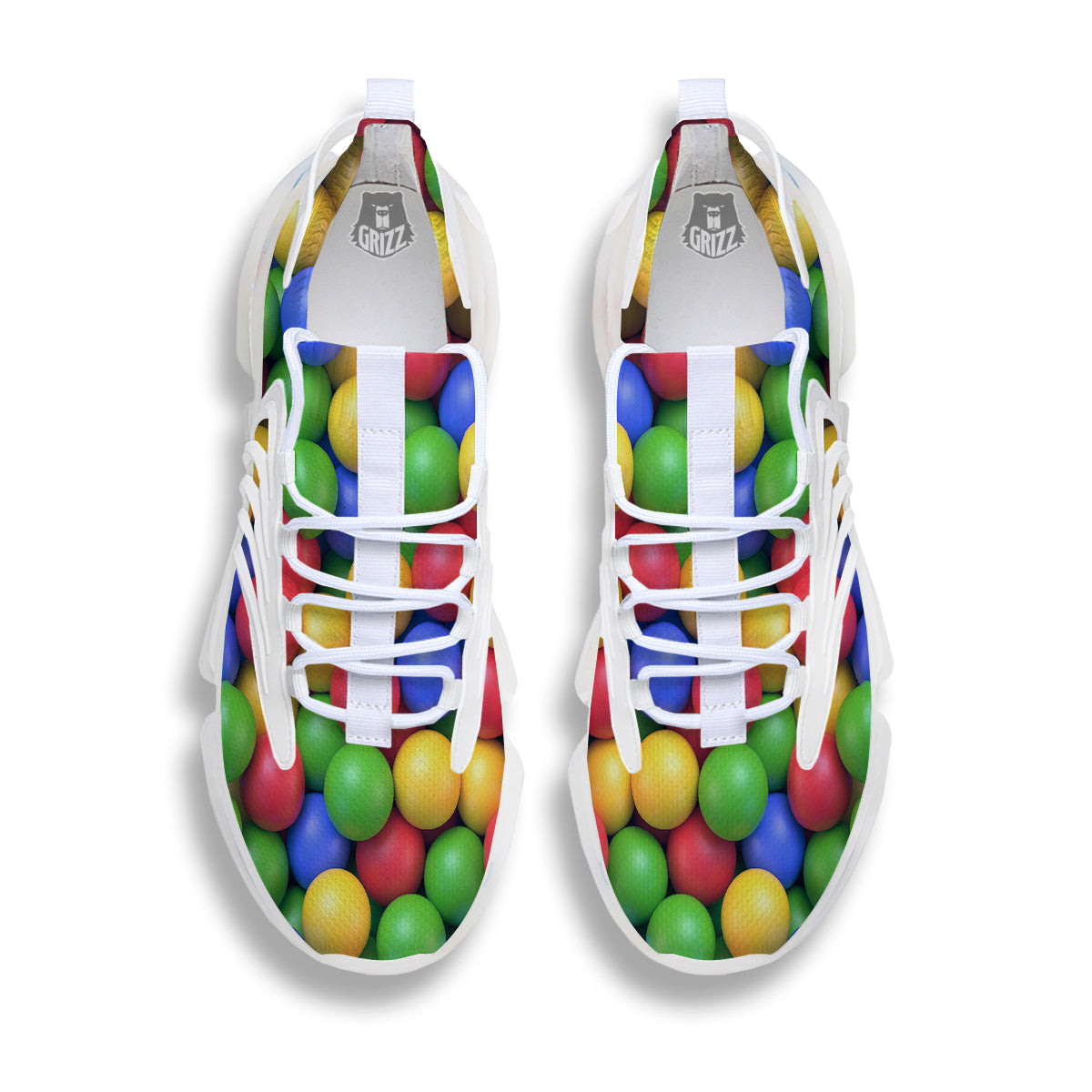 Candy Ball Colorful Print White Gym Shoes-grizzshop