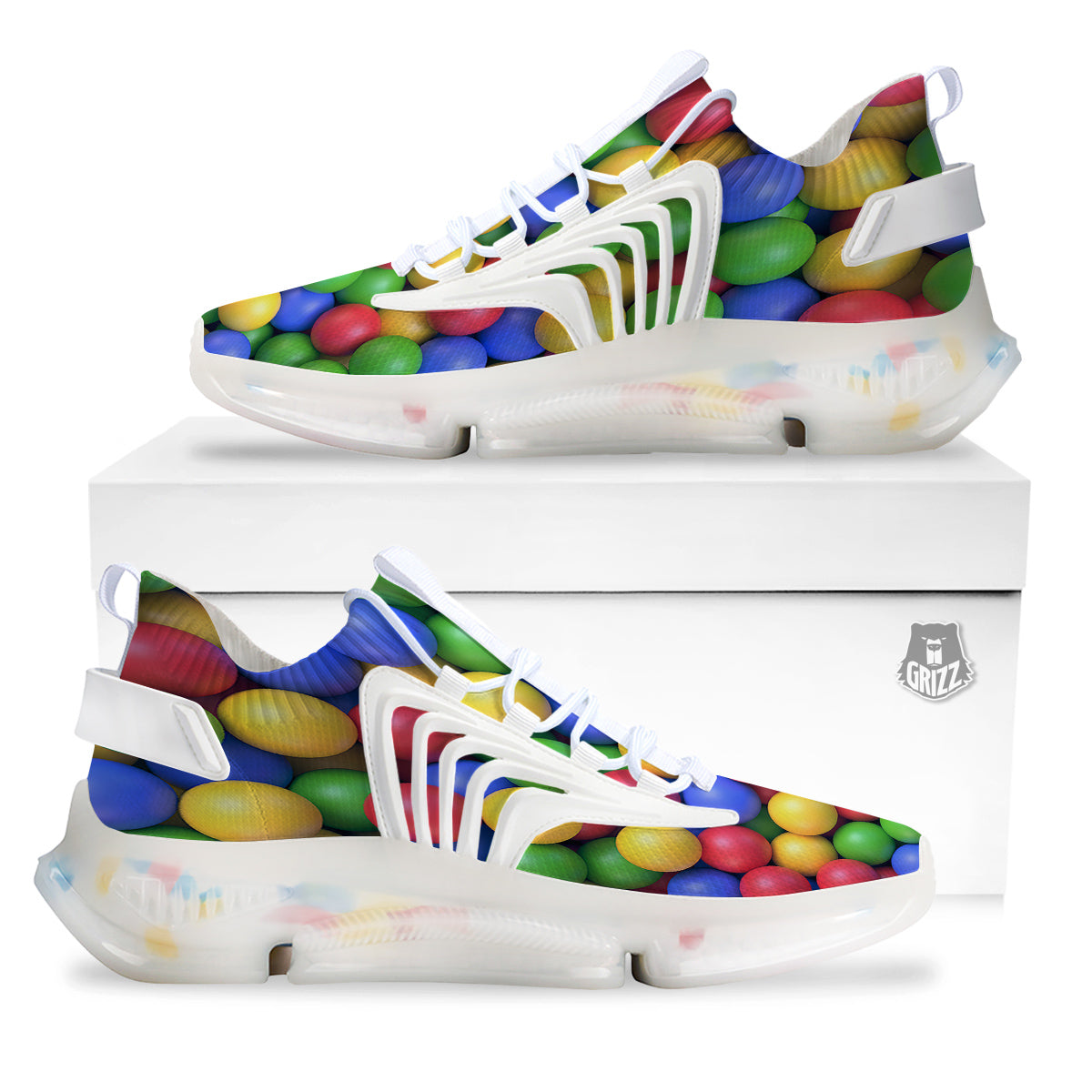 Candy Ball Colorful Print White Gym Shoes-grizzshop