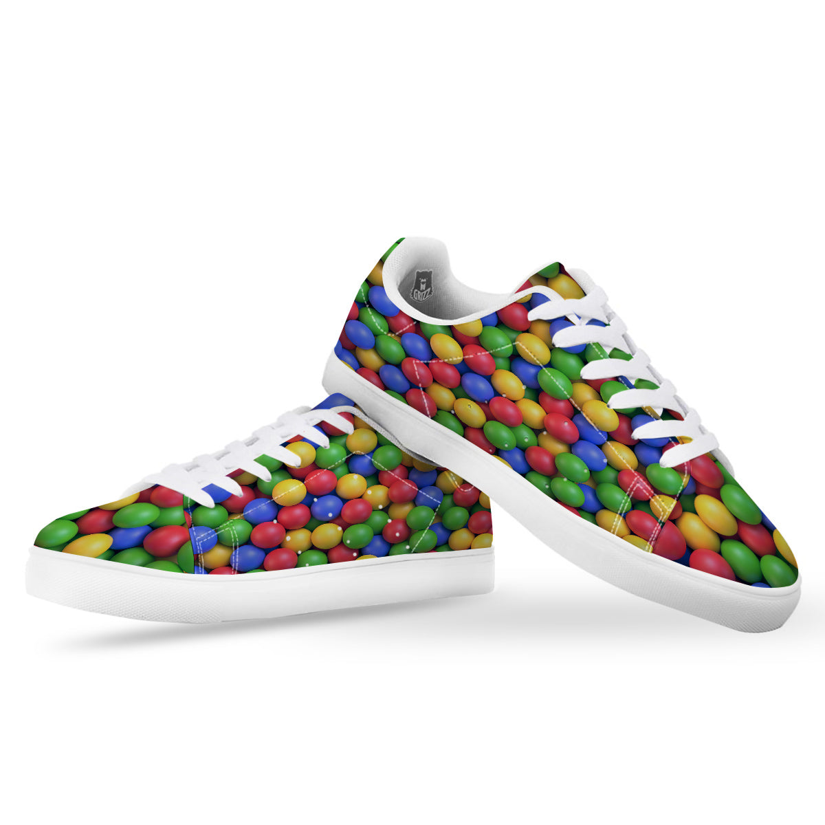 Candy Ball Colorful Print White Low Top Sneakers-grizzshop