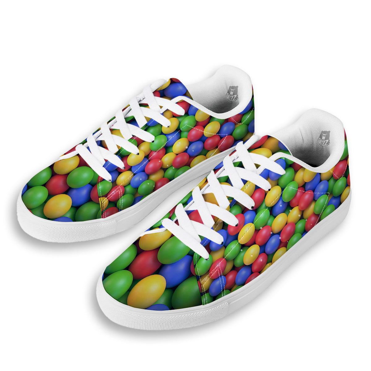 Candy Ball Colorful Print White Low Top Sneakers-grizzshop