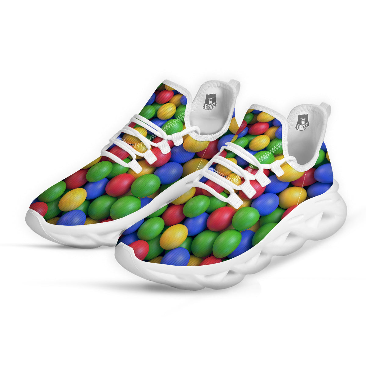 Candy Ball Colorful Print White Running Shoes-grizzshop