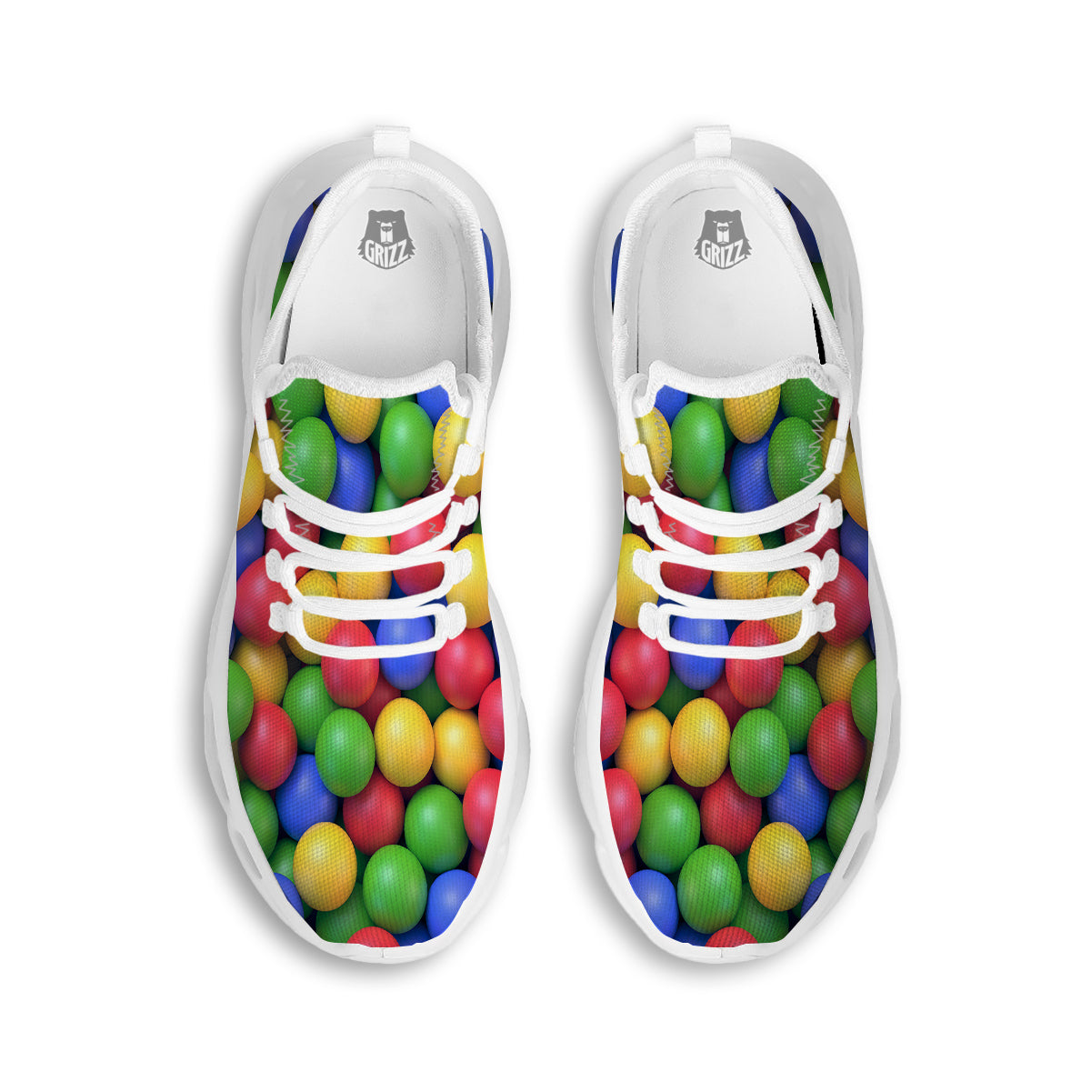 Candy Ball Colorful Print White Running Shoes-grizzshop
