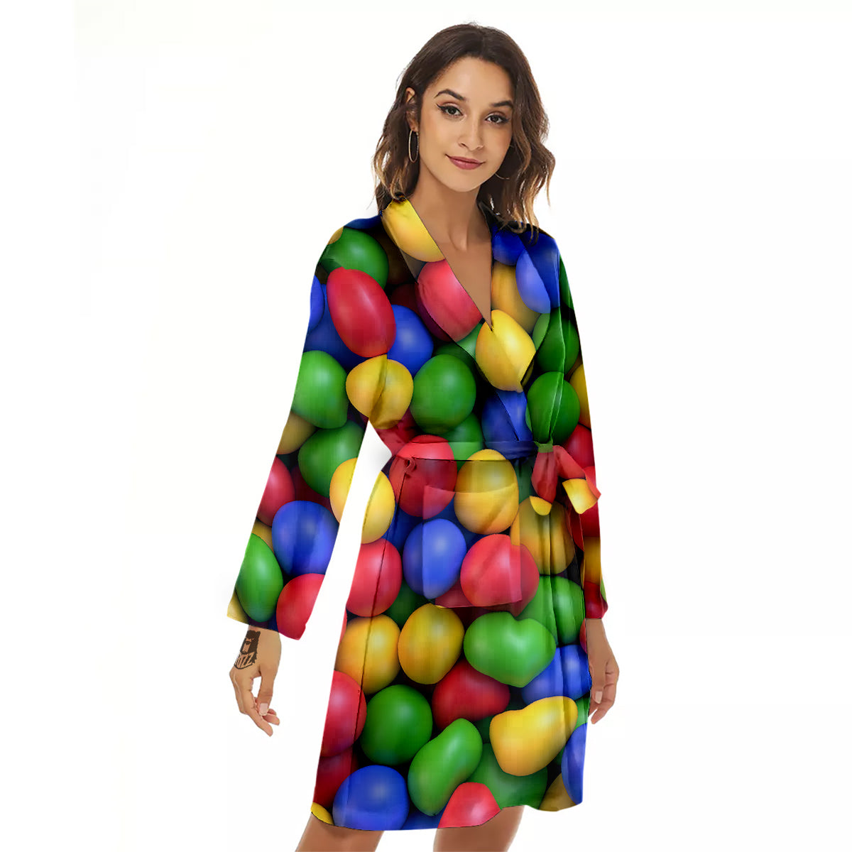 Candy Ball Colorful Print Women's Robe-grizzshop
