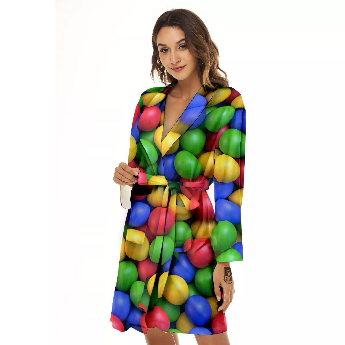 Candy Ball Colorful Print Women's Robe-grizzshop
