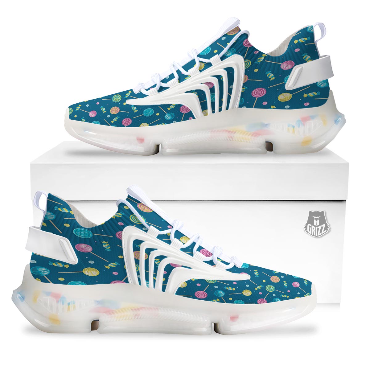 Candy Ball Sweet Print Pattern White Gym Shoes-grizzshop