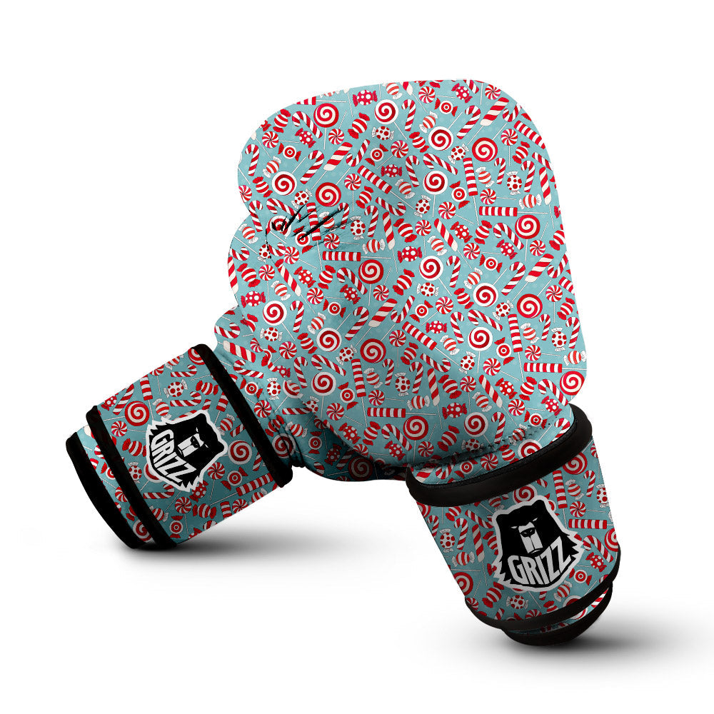 Candy Cane Christmas Print Pattern Boxing Gloves-grizzshop