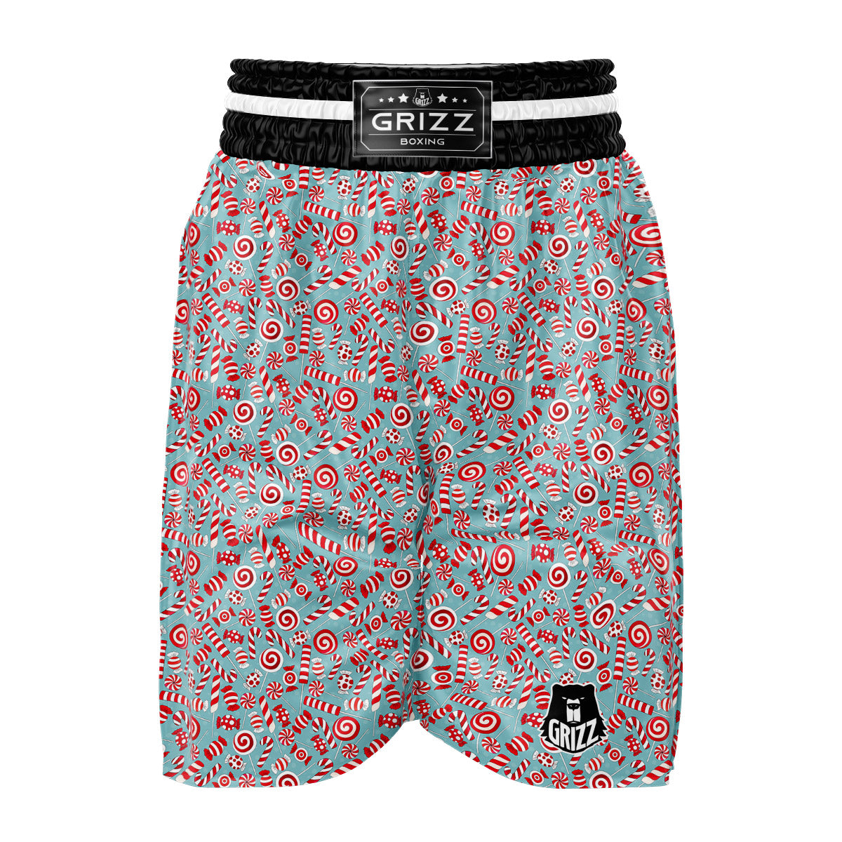 Candy Cane Christmas Print Pattern Boxing Shorts-grizzshop