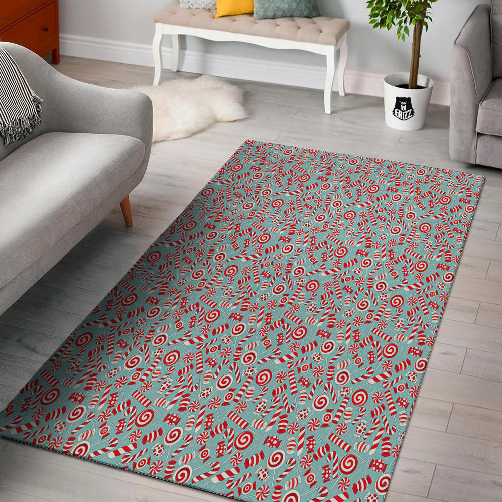 Candy Cane Christmas Print Pattern Floor Mat-grizzshop