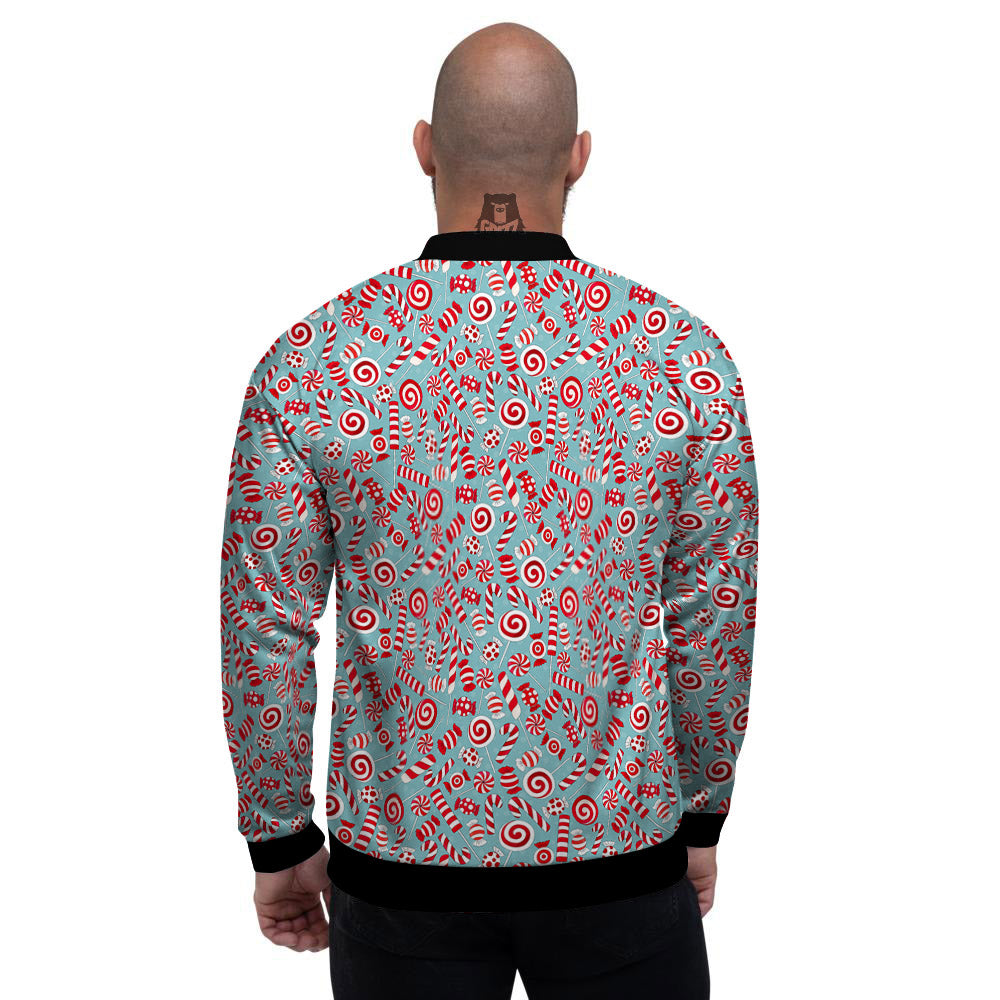 Candy Cane Christmas Print Pattern Men's Bomber Jacket-grizzshop