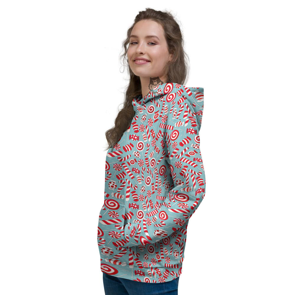 Candy Cane Christmas Print Pattern Women's Hoodie-grizzshop