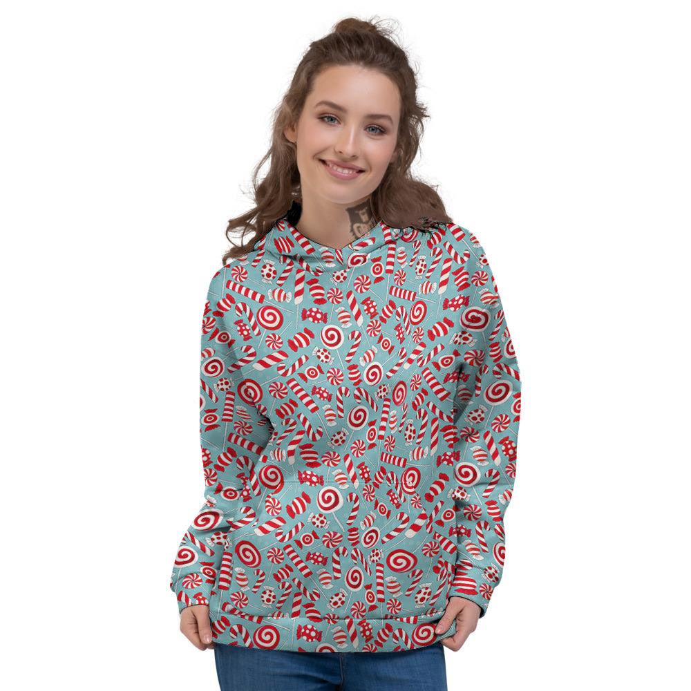 Candy Cane Christmas Print Pattern Women's Hoodie-grizzshop