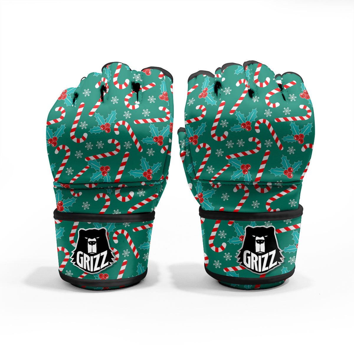 Candy Cane Merry Christmas Print Pattern MMA Gloves-grizzshop