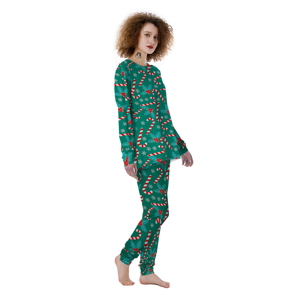 Candy Cane Merry Christmas Print Pattern Women's Pajamas-grizzshop