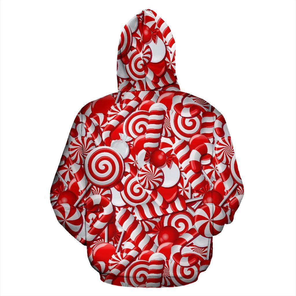 Candy Cane Print Pattern Women Men Pullover Hoodie-grizzshop