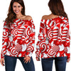 Candy Cane Print Pattern Women Off Shoulder Sweatshirt-grizzshop