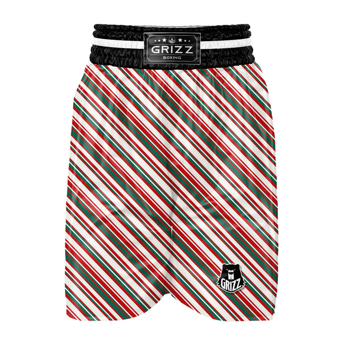 Candy Cane Stripe Christmas Print Boxing Shorts-grizzshop